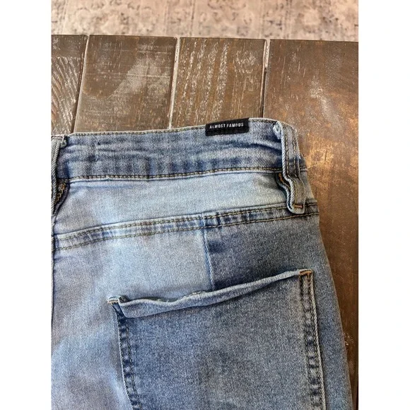 Retro Patch Two Tone Colorblock Flare Jeans Womens 11 High Rise Blue Denim Y2K - Picture 5 of 8